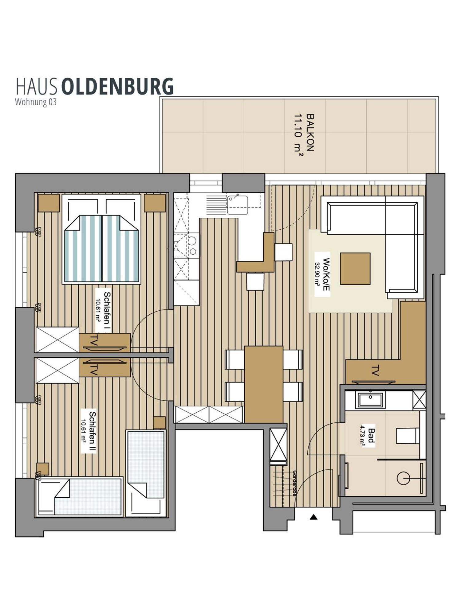 Haus Oldenburg - Wohnung 3 Mit Balkon Wangerooge Luaran gambar